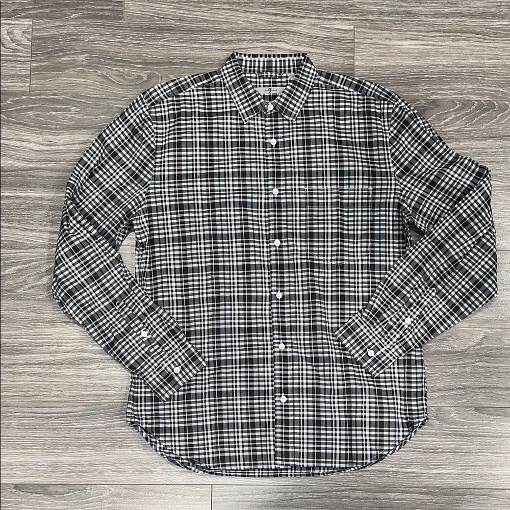 7 For All Mankind Monochrome Checkered Shirt